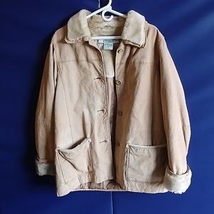 WOMENS GENUINE LEATHER VINTAGE HABAND WINTER COAT medium SUPER WARM!!